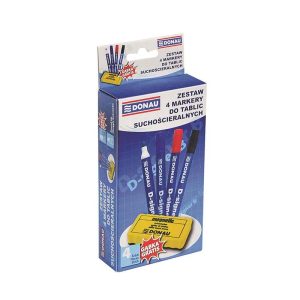 Set marker whiteboard DONAU D-Singer 4 culori + burete