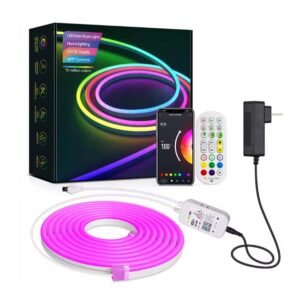 Kit Banda LED din silicon, 5 Metri, 3535 RGB, 12V, Bluetooth, Telecomanda, Wi-FI, Aplicatie dedicata